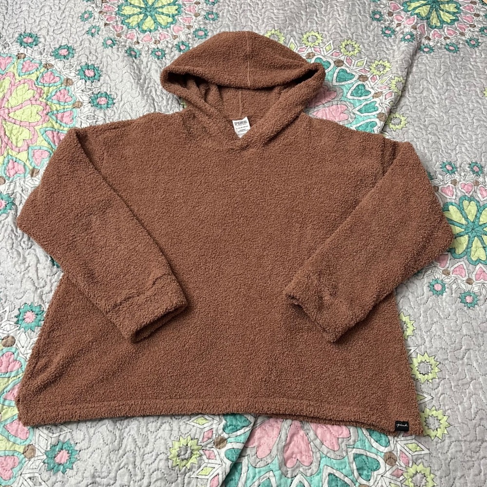 Victoria's Secret PINK Teddy Fleece Hoodie Oversized Pullover XL LoungeWear